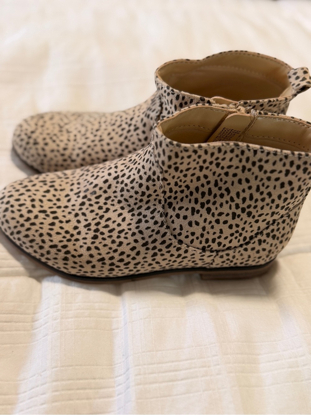 Cat & Jack Girls Beige Leopard-Print Ankle Boots